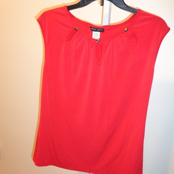 Mandy Evans Women's Red Polyester & Spandex Blouse Size Large Short Sleeve - Picture 5 of 10